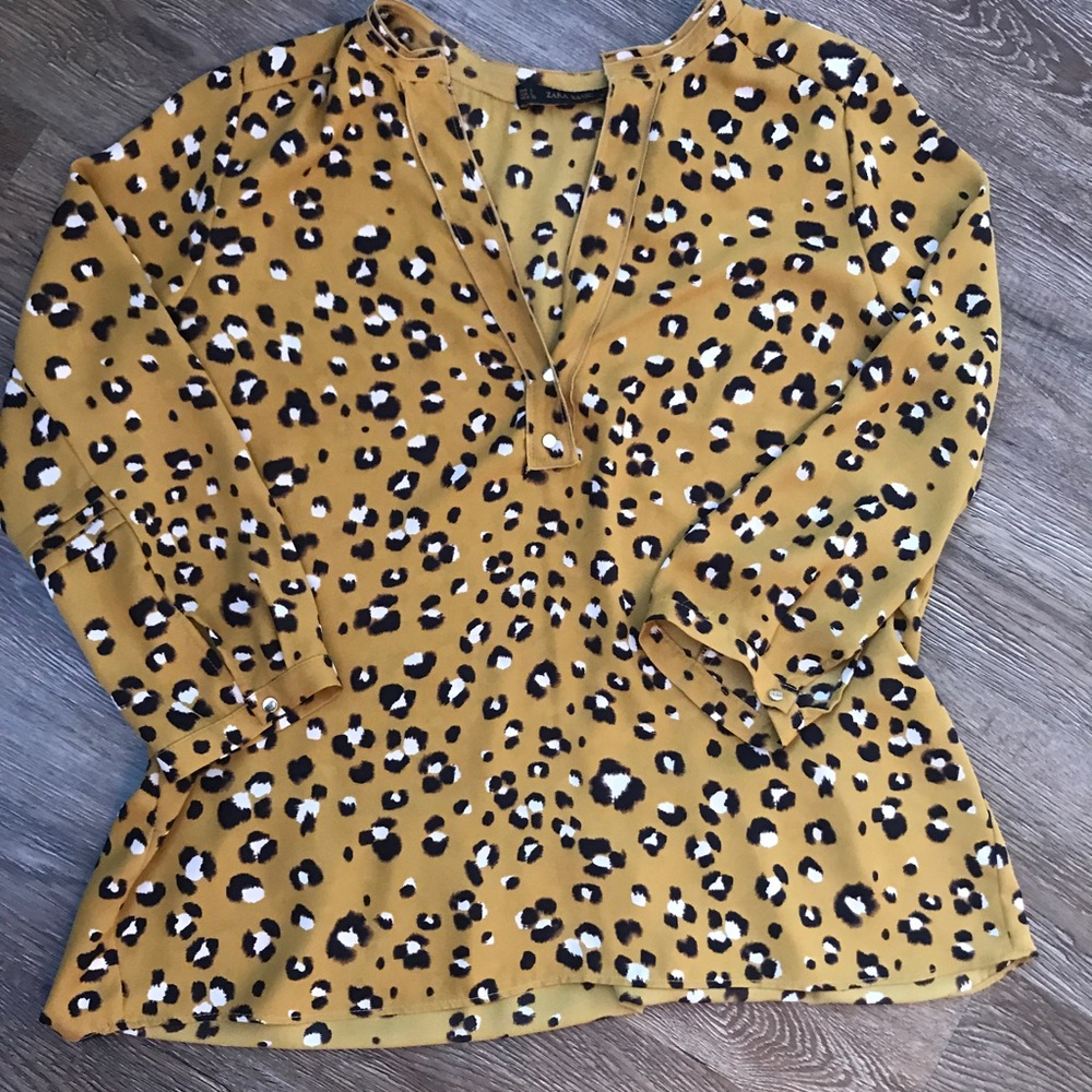 Zara cheetah mustard top